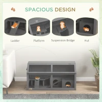 PawHut Rat Cage Hamster Cage Small Animal Playhouse for Gerbils with Suspension Bridge, Ladders, Openable Top Hut(m-4)