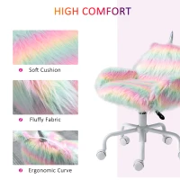 HOMCOM Fluffy Unicorn Office Chair with Mid-Back and Armrest Support, 5 Star Swivel Wheel White Base, Rainbow(m-5)