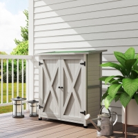 Outsunny Wooden Garden Storage Shed Fir Tool Cabinet Organizer with Asphalt Roof and Double Door for Outside, Garden and Yard