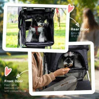 PawHut Dog Stroller, One-click Folding Pet Stroller with Cup Holder, 4 Wheels Travel Carrier w/ Brakes, 360° Swiveling Front Wheels, Storage Basket, for XS/Small Dogs Cats, Black(m-9)
