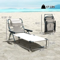 Outsunny Folding Lounge Chair w/ Reclining Back, Cream White(m-3)