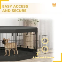 PawHut 8 Panels Foldable Dog Playpen with Bottom Pad & Top Cover, 24" High(m-7)