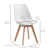 HOMCOM Modern Dining Table Chairs Set of 4, Rubber Wood Kitchen Table Chairs with PU Leather Cushion for Living Room, Bedroom(m-3)
