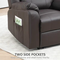 HOMCOM PU Leather Reclining Chair, Recliner Chair for Living Room with Footrest and 2 Side Pockets, Brown(m-6)