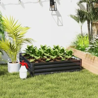 Outsunny Galvanized Raised Garden Bed, 4' x 4' x 1' Metal Planter Box, for Growing Vegetables, Flowers, Herbs, Succulents, Gray(m-2)