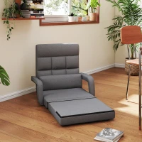 HOMCOM Convertible Floor Sofa Bed, Recliner Armchair Upholstered Sleeper Chair with Pillow for Living Room Bedroom Lounge, Gray(m-12)