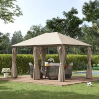 Outsunny 10' x 13' Outdoor Patio Gazebo Canopy Shelter with 6 Removable Sidewalls, & Steel Frame for Garden, Lawn, Backyard and Deck, Khaki(m-12)