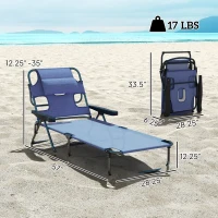 Outsunny Folding Lounge Chair w/ Reclining Back, Gray(m-3)