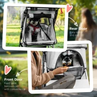 PawHut Dog Stroller, One-click Folding Pet Stroller with Cup Holder, 4 Wheels Travel Carrier w/ Brakes, 360° Swiveling Front Wheels, Storage Basket, for XS/Small Dogs Cats, Grey(m-9)