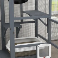 PawHut Cat House, Indoor Cat Enclosure on Wheels with Openable Top, 39"(m-10)