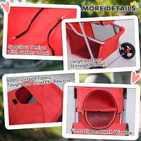 PawHut Pet Stroller Foldable Carrier for Cat, Dog and More 4 Wheels Travel Jogger with Cup Holder, Storage Basket, 360 ° swiveling front wheels, Easy Fold, Red(m-4)
