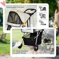 PawHut Dog Stroller, One-click Folding Pet Stroller with Cup Holder, 4 Wheels Travel Carrier w/ Brakes, 360° Swiveling Front Wheels, Storage Basket, for XS/Small Dogs Cats, Grey(m-7)