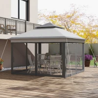 Outsunny 10.7 x 10.7ft Pop Up Gazebo, Adjustable Instant Sun Shelter with UV30+ Roof Cover, Removable Mesh Curtains, Light Grey(m-9)