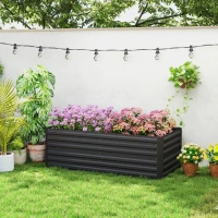 Outsunny Galvanized Raised Garden Bed, Steel Outdoor Planters with Reinforced Rods, 71" x 36" x 23", Black(m-10)