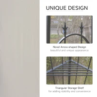 Outsunny 10' x 10' Patio Gazebo with Corner Frame Shelves, Double Roof Outdoor Gazebo Canopy Shelter with Netting for Patio, Wedding, Catering & Events, Brown(m-5)