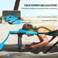 Outsunny Folding Lounge Chair w/ Reclining Back, Light Blue(m-4)