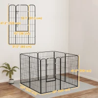 PawHut 8 Panel Pet Playpen Play Yard Fence Home DIY Heavy-Duty Metal Foldable Indoor Outdoor 47"H(m-3)