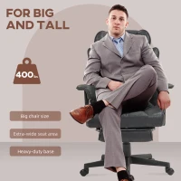HOMCOM Big and Tall Office Chair with Foot Rest, 400LBS High Back Desk Chair with Padded Armrests, Lumbar Support, Black(m-4)