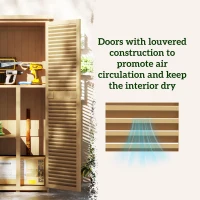 Outsunny 5' x 3' Wooden Garden Storage Shed with Asphalt Roof and 2 Large Wood Doors with Lock, Yellow(m-5)