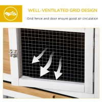 PawHut Wooden Rabbit Hutch with Wheels, Run, Slide-out Tray for Small Animals, Guinea Pig, Blue(m-5)