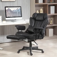 HOMCOM Big and Tall Office Chair with Foot Rest, 400LBS High Back Desk Chair with Padded Armrests, Lumbar Support, Black(m-10)