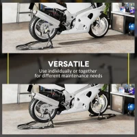 HOMCOM Motorcycle Stand Set, 850 lbs Capacity Front & Rear Combo Wheel Paddock Stand Lift for Dirt Bikes, Black(m-6)
