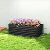 Outsunny Galvanized Raised Garden Bed, Steel Outdoor Planters with Reinforced Rods, 71" x 36" x 23", Black(m-3)