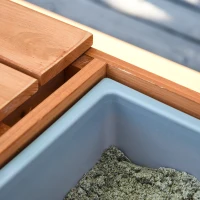 Outsunny Kids 3 in 1 Sand and Water Table, Wooden Outdoor Convertible Picnic Table with Umbrella and Storage Inside, Bench Backyard Furniture for Garden, Patio, or Balcony(m-9)