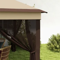 Outsunny 10.7 x 10.7ft Pop Up Gazebo, Adjustable Instant Sun Shelter with UV30+ Roof Cover, Removable Mesh Curtains, Beige(m-10)