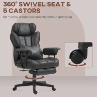 HOMCOM Big and Tall Office Chair with Foot Rest, 400LBS High Back Desk Chair with Padded Armrests, Lumbar Support, Black(m-9)
