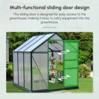 Outsunny 6' x 6' Greenhouse for Outdoors, Polycarbonate Greenhouse with Rain Gutter and Roof Vent, Aluminum Walk-in Green Houses for Outside for Patio Backyard Garden, Dark Green(m-5)
