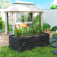 Outsunny Galvanized Raised Garden Bed, Steel Outdoor Planters with Reinforced Rods, 71" x 36" x 23", Black(m-7)