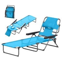 Outsunny Folding Lounge Chair w/ Reclining Back, Light Blue(m-1)
