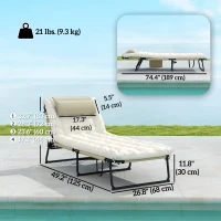 Outsunny Folding Lounge Chair with 4-level Reclining Back & Cushion, Beige(m-3)