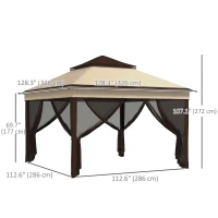 Outsunny 10.7 x 10.7ft Pop Up Gazebo, Adjustable Instant Sun Shelter with UV30+ Roof Cover, Removable Mesh Curtains, Beige(m-3)