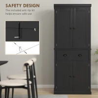 HOMCOM 72" Kitchen Pantry Storage Cabinet, Cupboard with 4 Doors and 3 Adjustable Shelves, Large Central Drawer, Black(m-6)