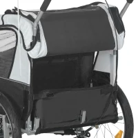 Aosom 2-in-1 Bike Trailer for Kids, Foldable 2-Seat Baby Stroller with 5-Point Harness, Rubber Wheels, Storage Bag, Black(m-10)