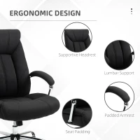 Vinsetto High Back Swivel Home Office Chair Task Ergonomic Linen Fabric Computer Chair, with Arm, Adjustable Height, Black(m-9)