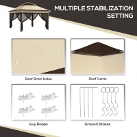 Outsunny 10.7 x 10.7ft Pop Up Gazebo, Adjustable Instant Sun Shelter with UV30+ Roof Cover, Removable Mesh Curtains, Beige(m-6)