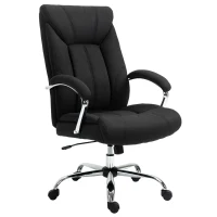 Vinsetto High Back Swivel Home Office Chair Task Ergonomic Linen Fabric Computer Chair, with Arm, Adjustable Height, Black(m-2)