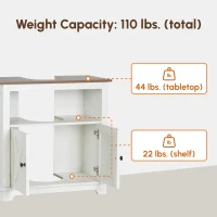 kleankin Modern Farmhouse Bathroom Sink Cabinet, Pedestal Sink Storage Cabinet with Double Doors and Shelves, White(m-4)