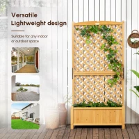 Outsunny Wooden Raised Garden Bed with Trellis, Outdoor Planter Box with Drainage Crevices for Climbing Vine Plants Flowers, 24" x 12" x 49"(m-8)