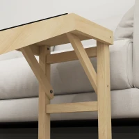 PawHut Pet Ramp Bed Steps for Dogs Cats Non-slip Carpet Top Platform Pine Wood 59"L x 16"W x 20"H Natural Wood(m-9)