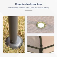 Outsunny 10' x 13' Outdoor Patio Gazebo Canopy Shelter with 6 Removable Sidewalls, & Steel Frame for Garden, Lawn, Backyard and Deck, Khaki(m-4)