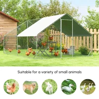 PawHut Large Metal Chicken Coop with Waterproof and Anti-UV Cover for Yard, Outdoor, Duck, Rabbit, 9.2' x 12.5' x 6.5'(m-8)