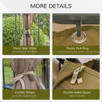 Outsunny 10' x 10' Steel Outdoor Patio Gazebo Canopy with Removable Mesh Curtains, Display Shelves, & Steel Frame, Brown(m-6)