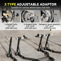 HOMCOM Motorcycle Stand Set, 850 lbs Capacity Front & Rear Combo Wheel Paddock Stand Lift for Dirt Bikes, Black(m-5)