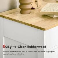 HOMCOM Kitchen Storage Cabinet, Sideboard Floor Cupboard with Solid Wood Top, Adjustable Shelf, and 2 Drawers, Distressed White(m-5)