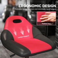 HOMCOM Rolling Garage Stool, 300 LBS Capacity Mechanic Stool with 5" Wheels, Tool Tray Storage, Adjustable Height, Red(m-6)