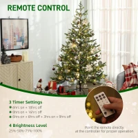 HOMCOM 6.5ft Artificial Prelit Sparse Cedar Christmas Tree with LED Lights and 1933 Tips, Steel Base for Home Office Holiday(m-5)